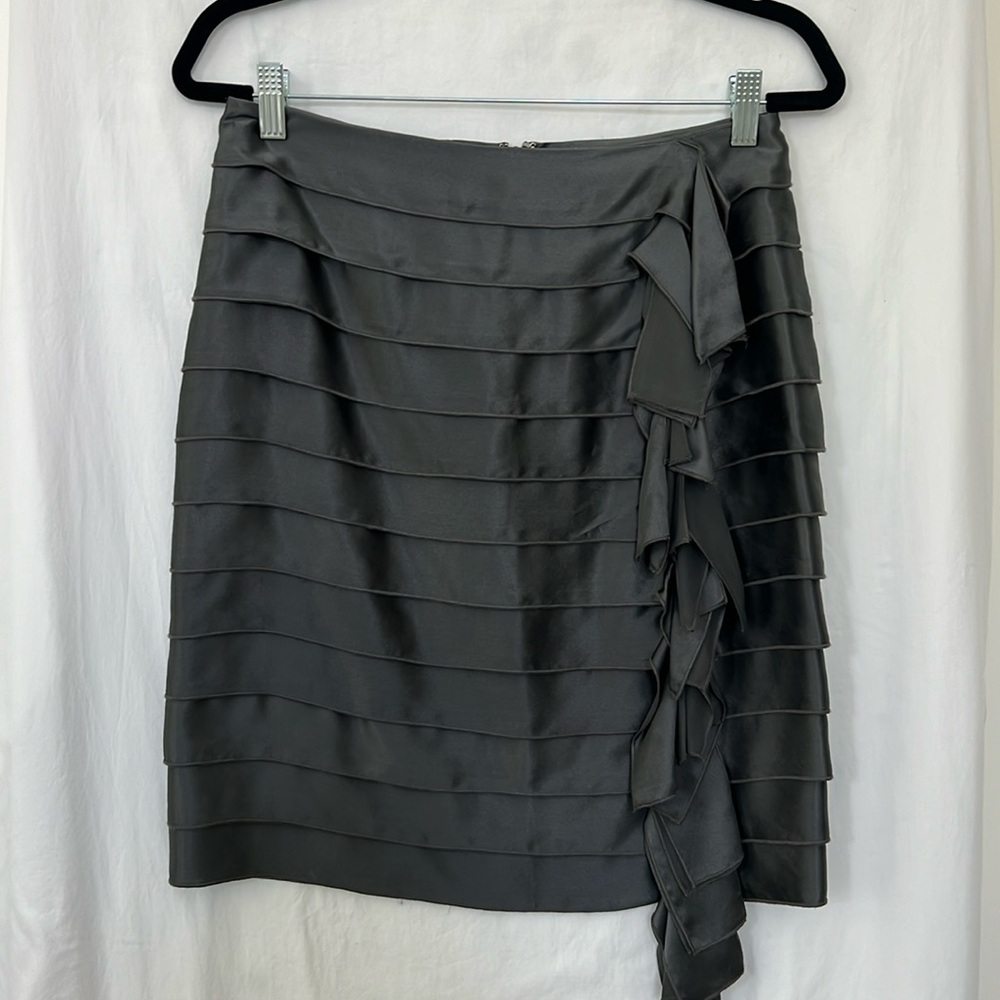 Silk multi Tiered PencilSkirt with Side Ruffle